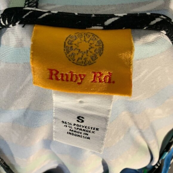 Ruby Rd Womens Multicolor Stretch Striped Lightweight Leaf Pattern Blouse Small - Picture 5 of 9